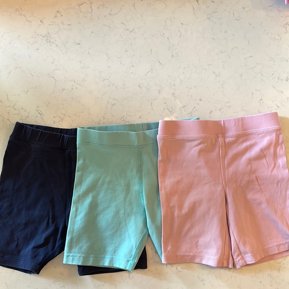 Primary and J Crew girls bike shorts in size 4-5 (Primary) and 5 (J Crew)